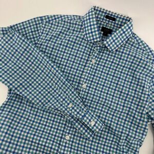 J.Crew Ludlow 120's 2-Ply Dress Shirt Blue Green‎ Gingham Check Mens Size M
